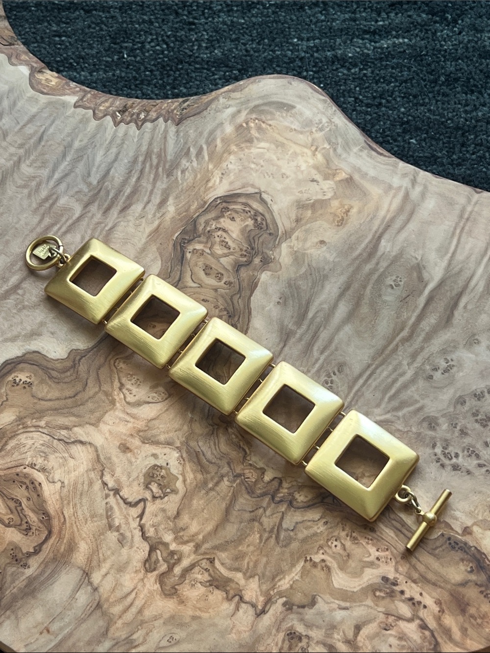 Anne Klein Brushed Gold Square Link Toggle Bracelet